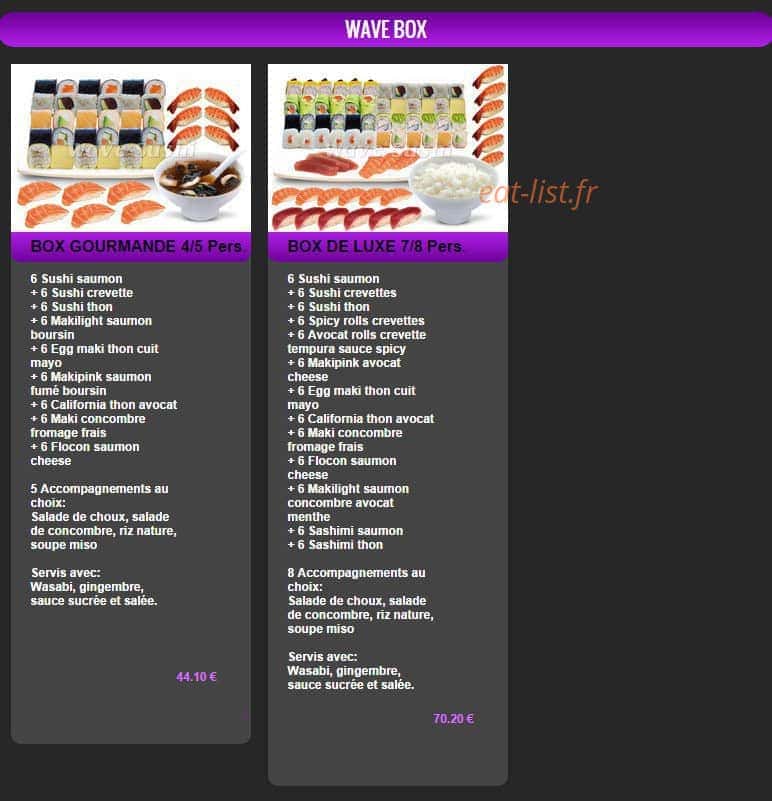 Wave Sushi — carte page 27