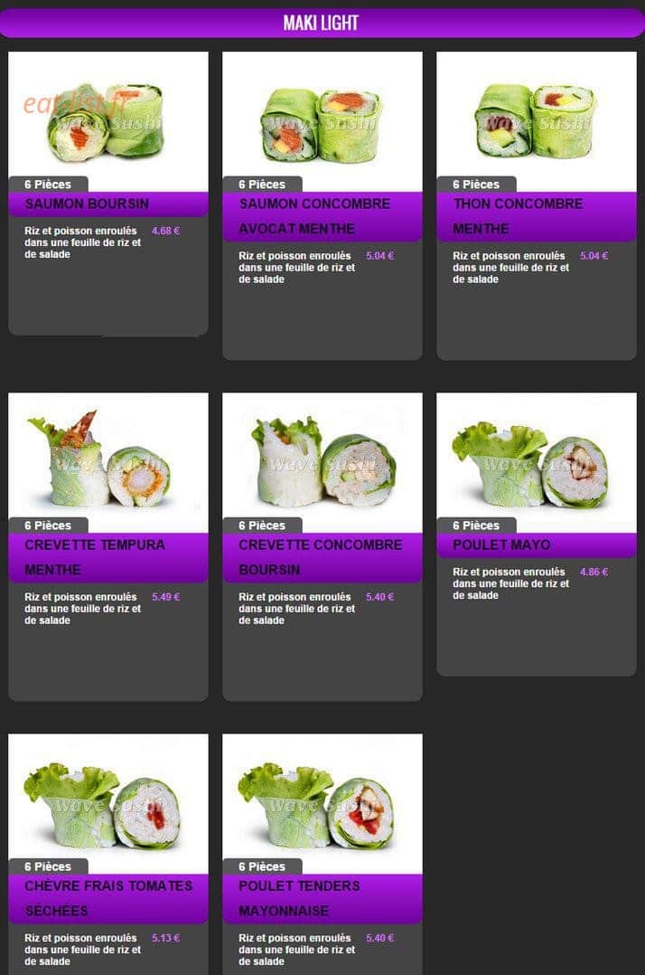 Wave Sushi — carte page 10