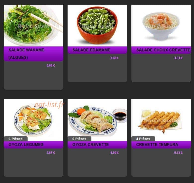 Wave Sushi — carte page 2