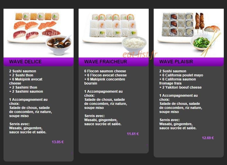 Wave Sushi — carte page 24