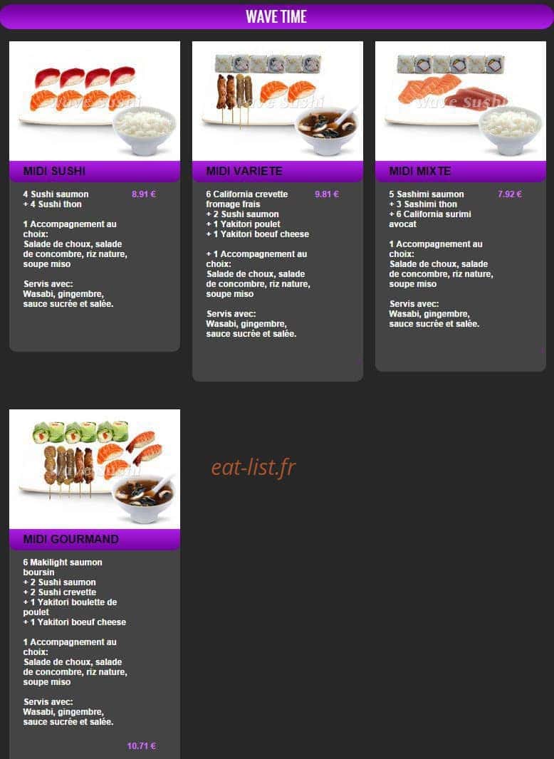 Wave Sushi — carte page 25