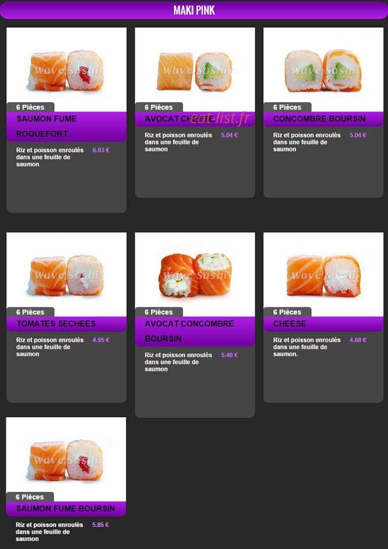Wave Sushi — carte page 4
