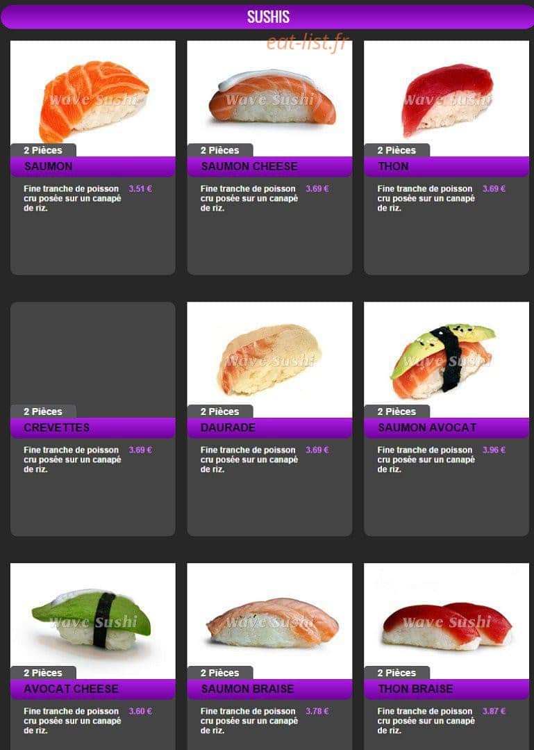 Wave Sushi — carte page 3