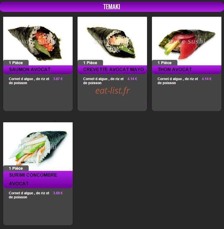 Wave Sushi — carte page 17