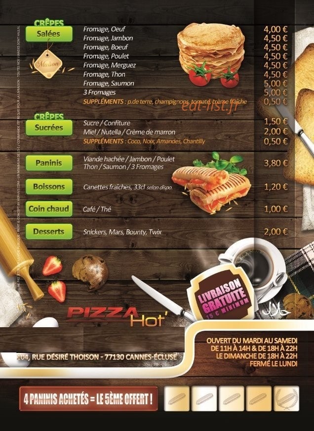Pizza Hot — carte page 2