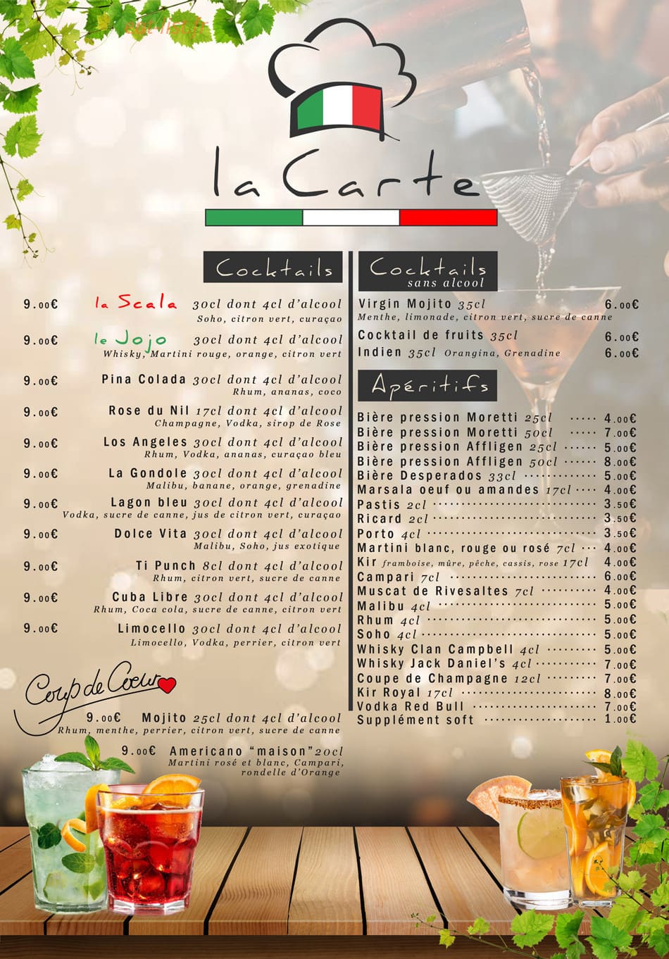 Pizzéria Jojo — carte page 1