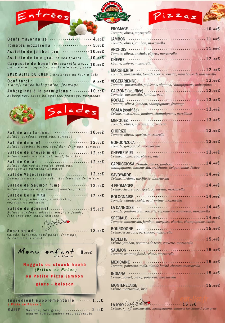 Pizzéria Jojo — carte page 2