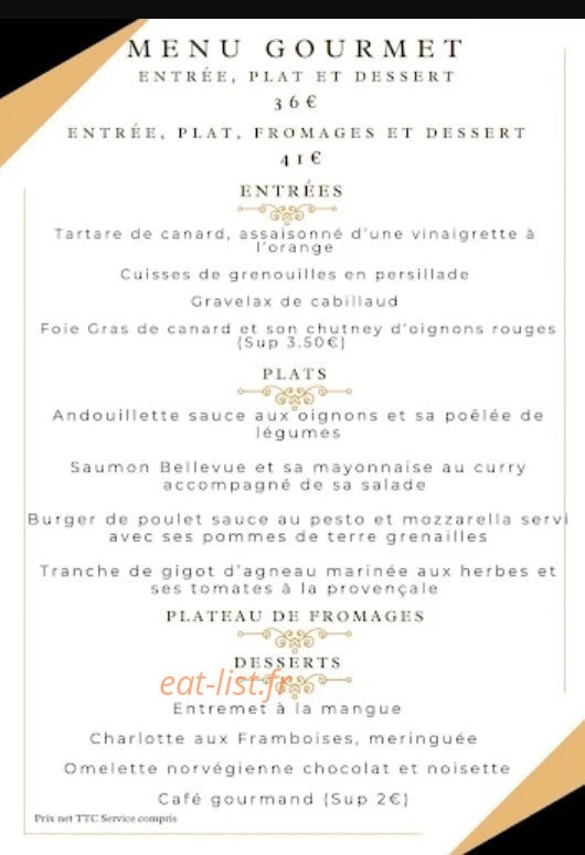 Carte et menu de Le retour aux Sources à Misy sur Yonne — Menu gourmet