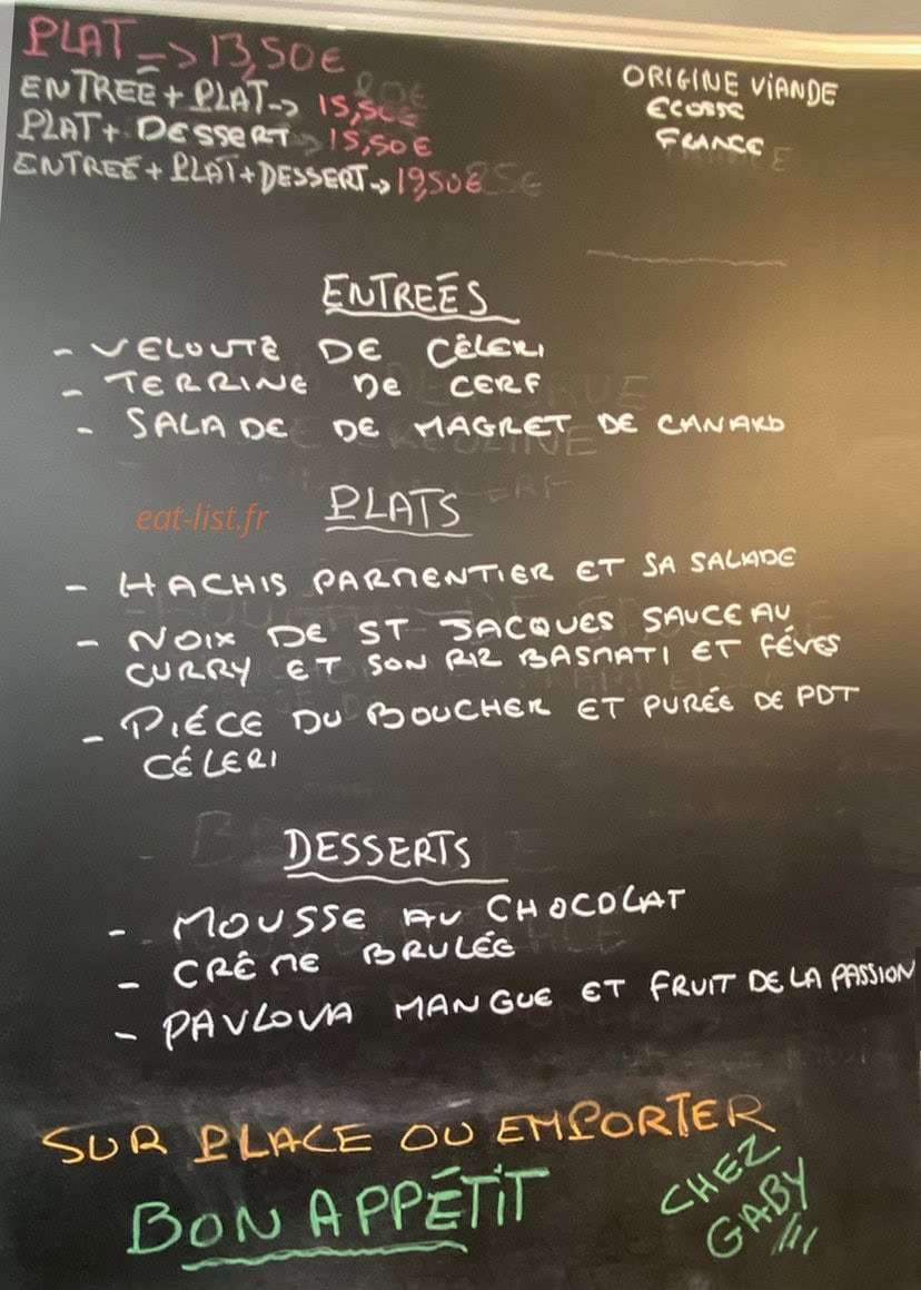 Chez Gaby — carte page 1