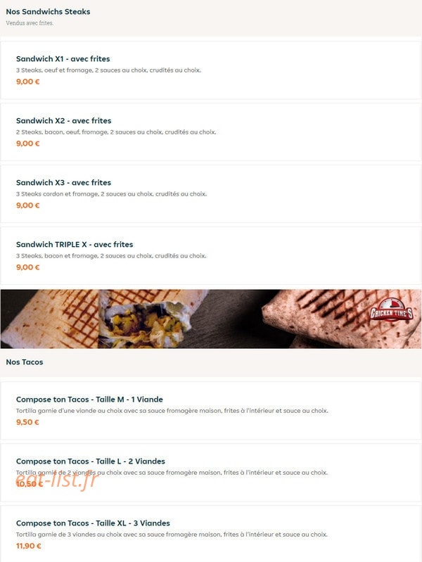 Chicken time's — carte page 9