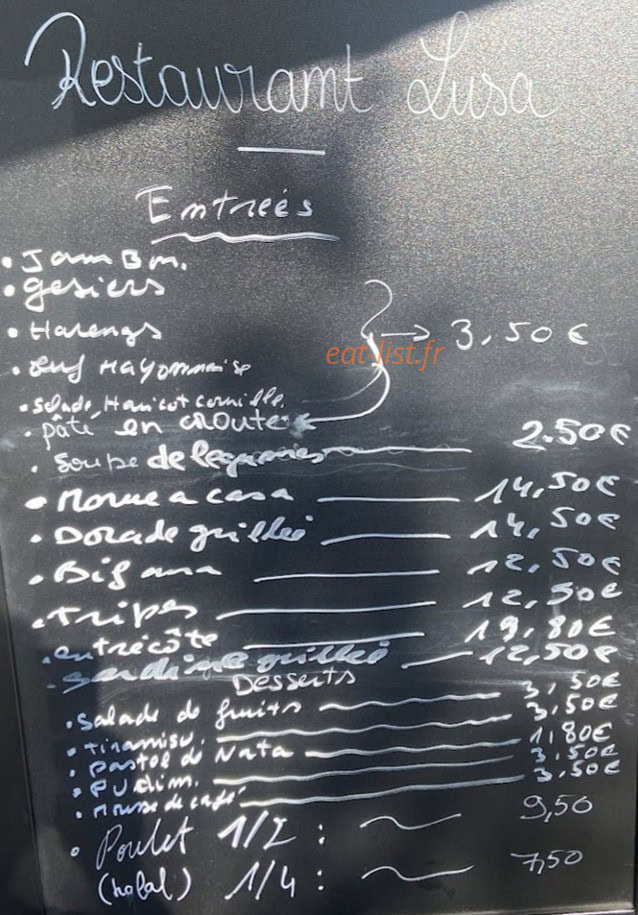 Carte et menu de Churrasqueira Lusa à Montereau Faut Yonne — Exemple de menu