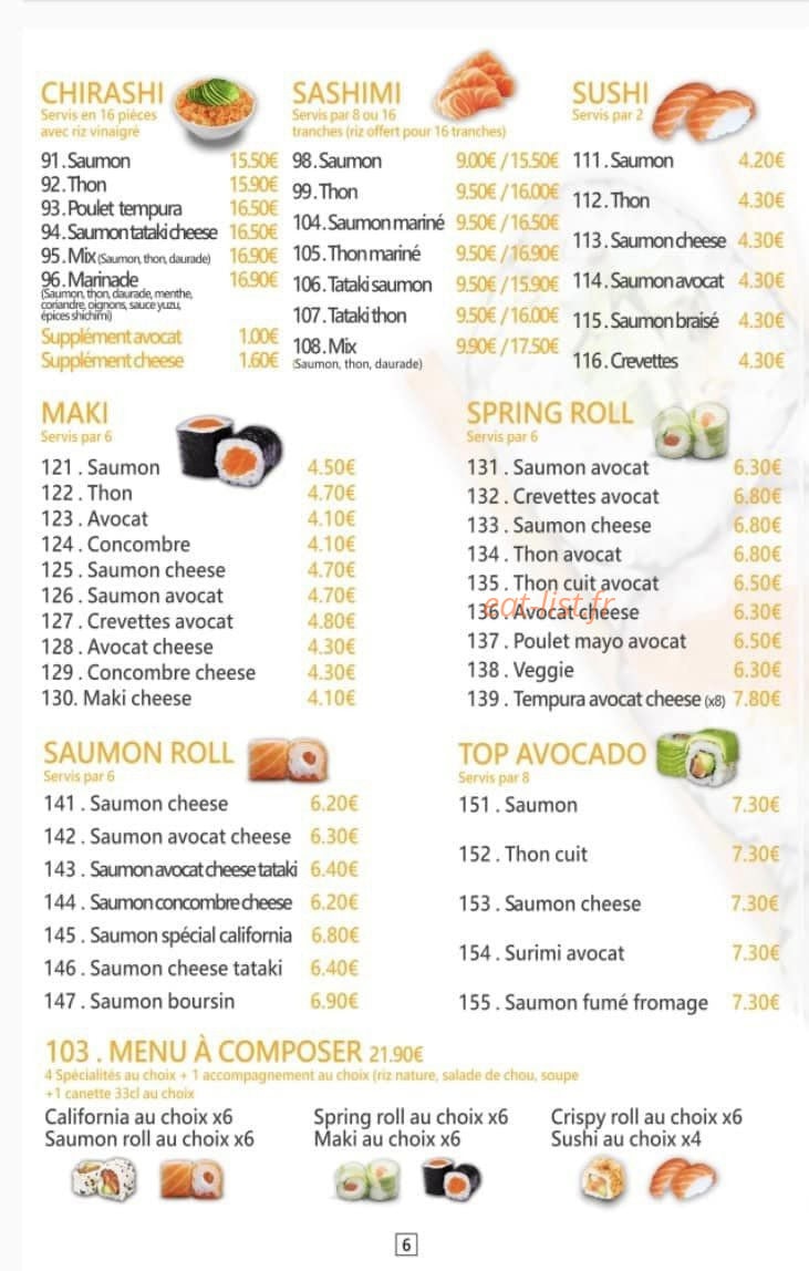 Carte et menu de Crispy sushi & wok à Montereau Faut Yonne — Les makis, sushis, ...