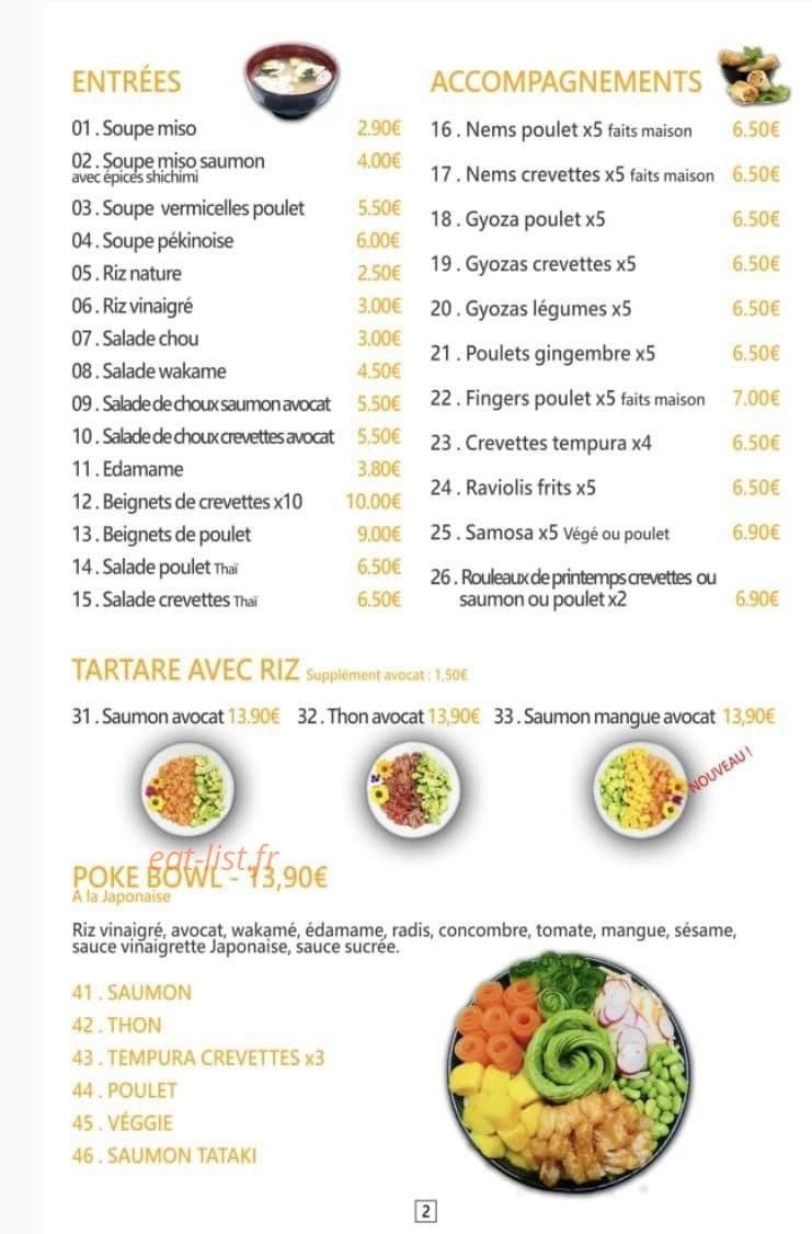Carte et menu de Crispy sushi & wok à Montereau Faut Yonne — Les entrées, accompagnements, ...