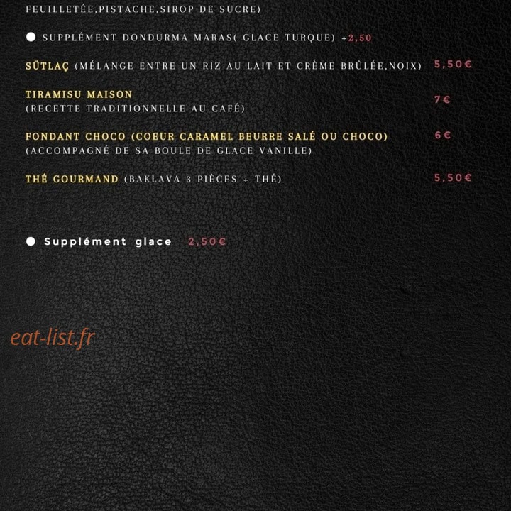 Carte et menu de La Flamme à Montereau Faut Yonne — Les desserts