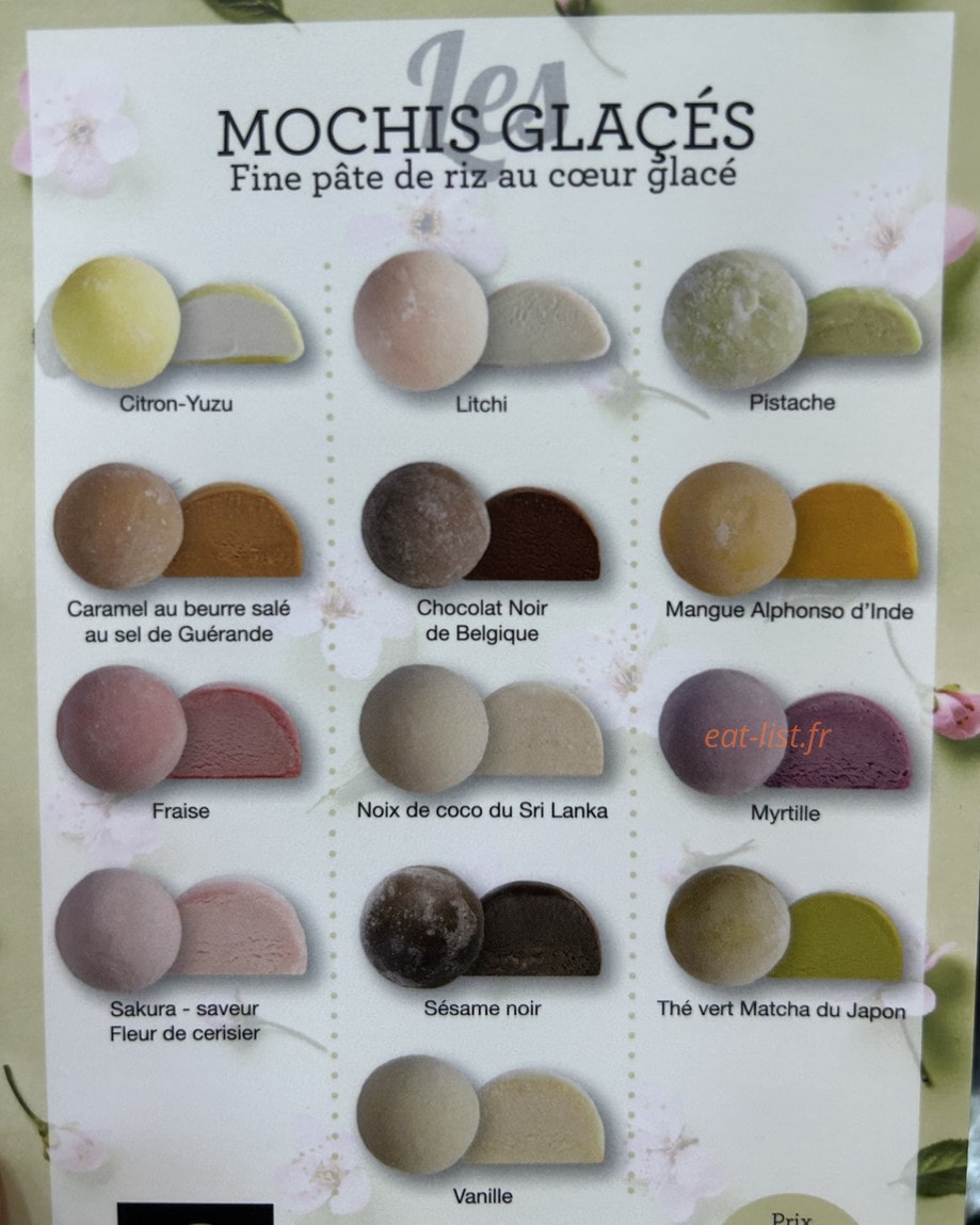 Carte et menu de Le Delicieux à Montereau Faut Yonne — Les mochis glacés