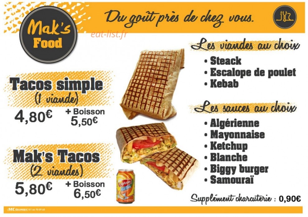 Mak's food — carte page 1