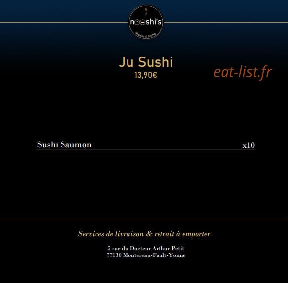 Carte et menu de Nooshi's à Montereau Faut Yonne — Le ju sushi