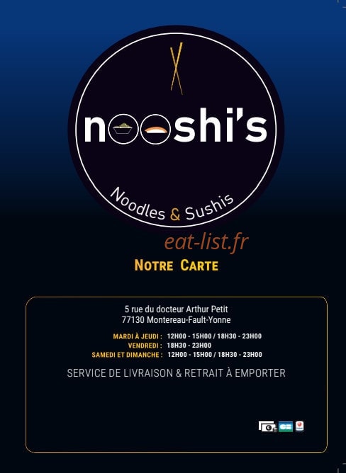 Carte et menu Nooshi's, Montereau Faut Yonne