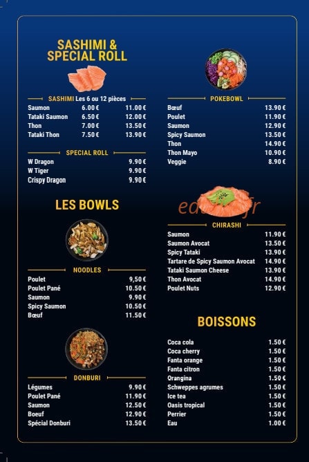 Carte et menu de Nooshi's à Montereau Faut Yonne — Les bowls, boissons, …