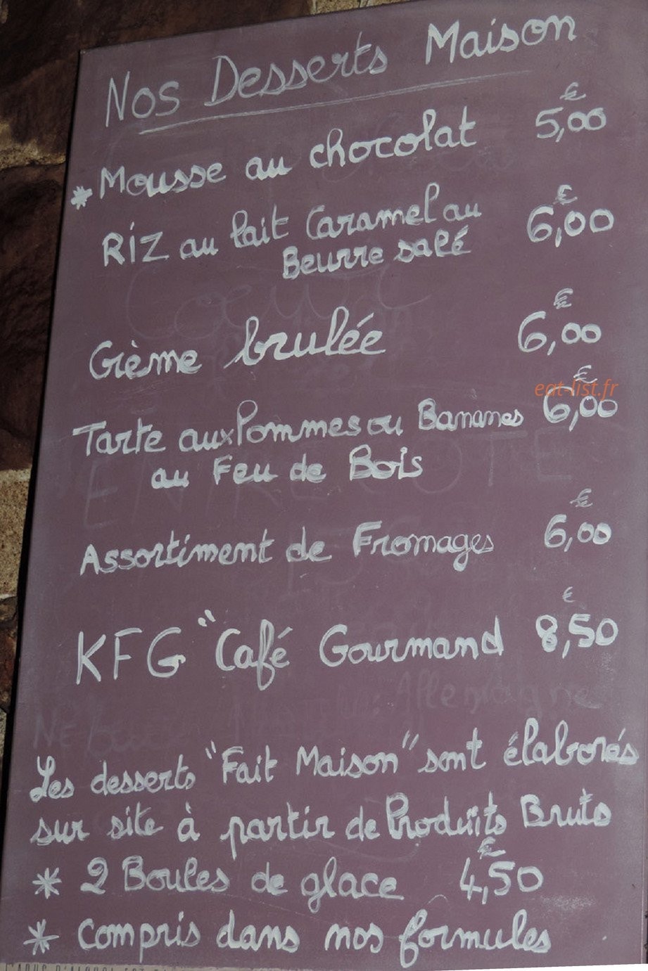 Carte et menu de Pili pili et parmesan à Montereau Faut Yonne — Les desserts