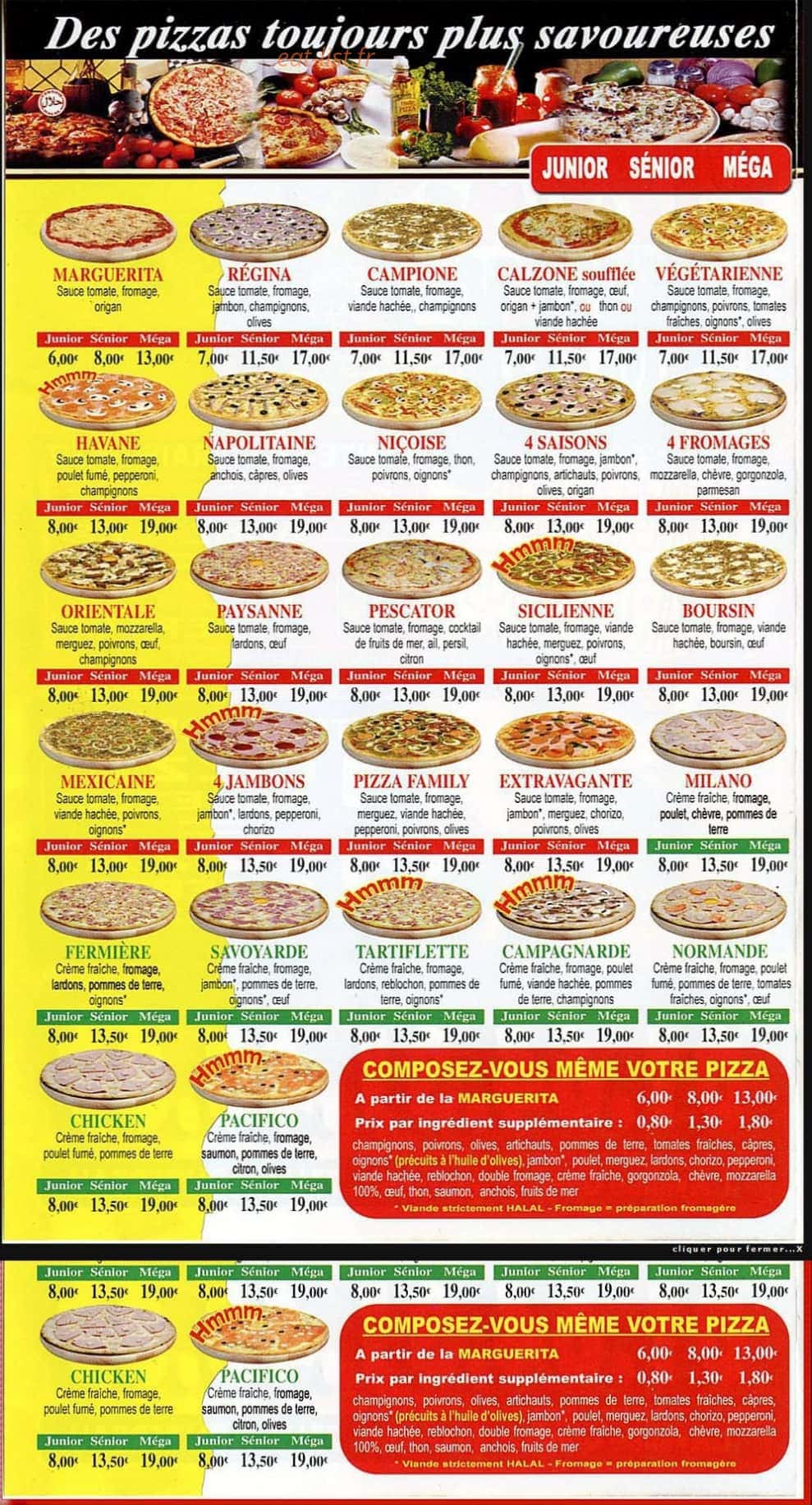 Carte et menu de Pizza Family à Montereau Faut Yonne — les pizzas