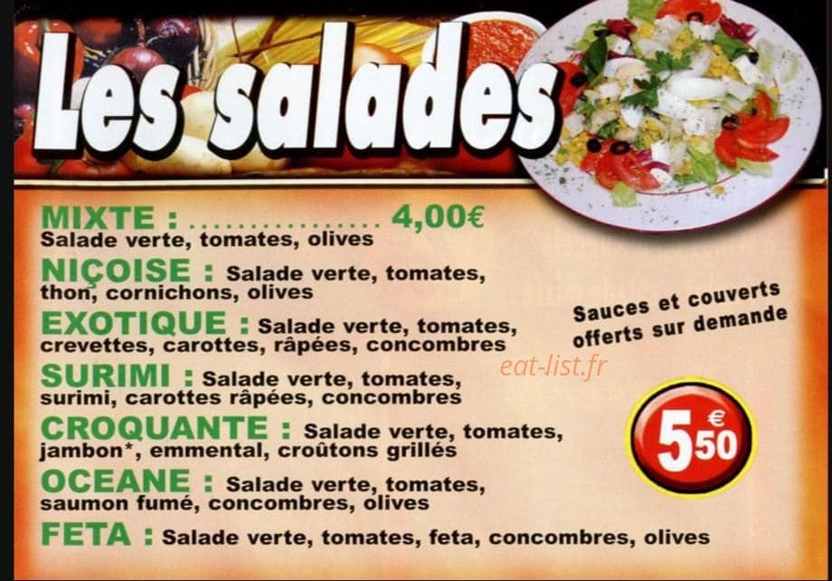 Carte et menu de Pizza Family à Montereau Faut Yonne — les salades