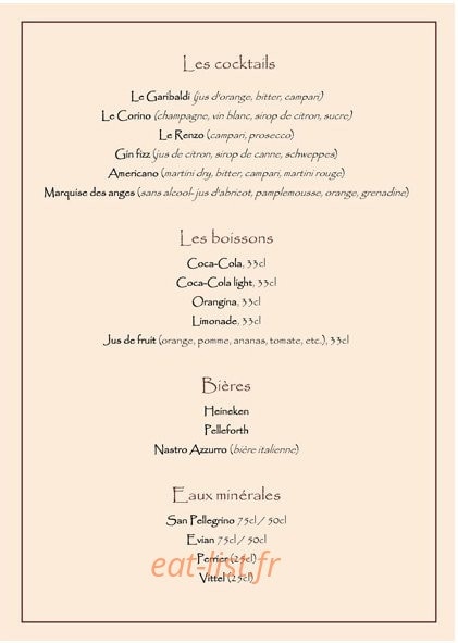 Restaurant Corino — carte page 3