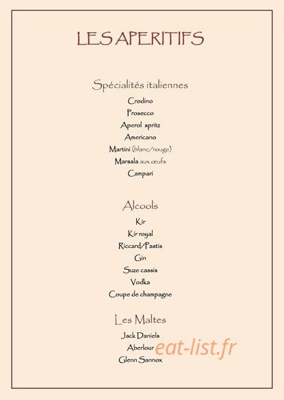 Restaurant Corino — carte page 2