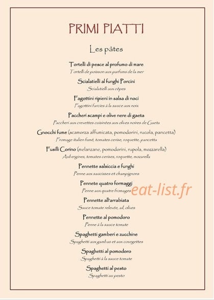Restaurant Corino — carte page 5