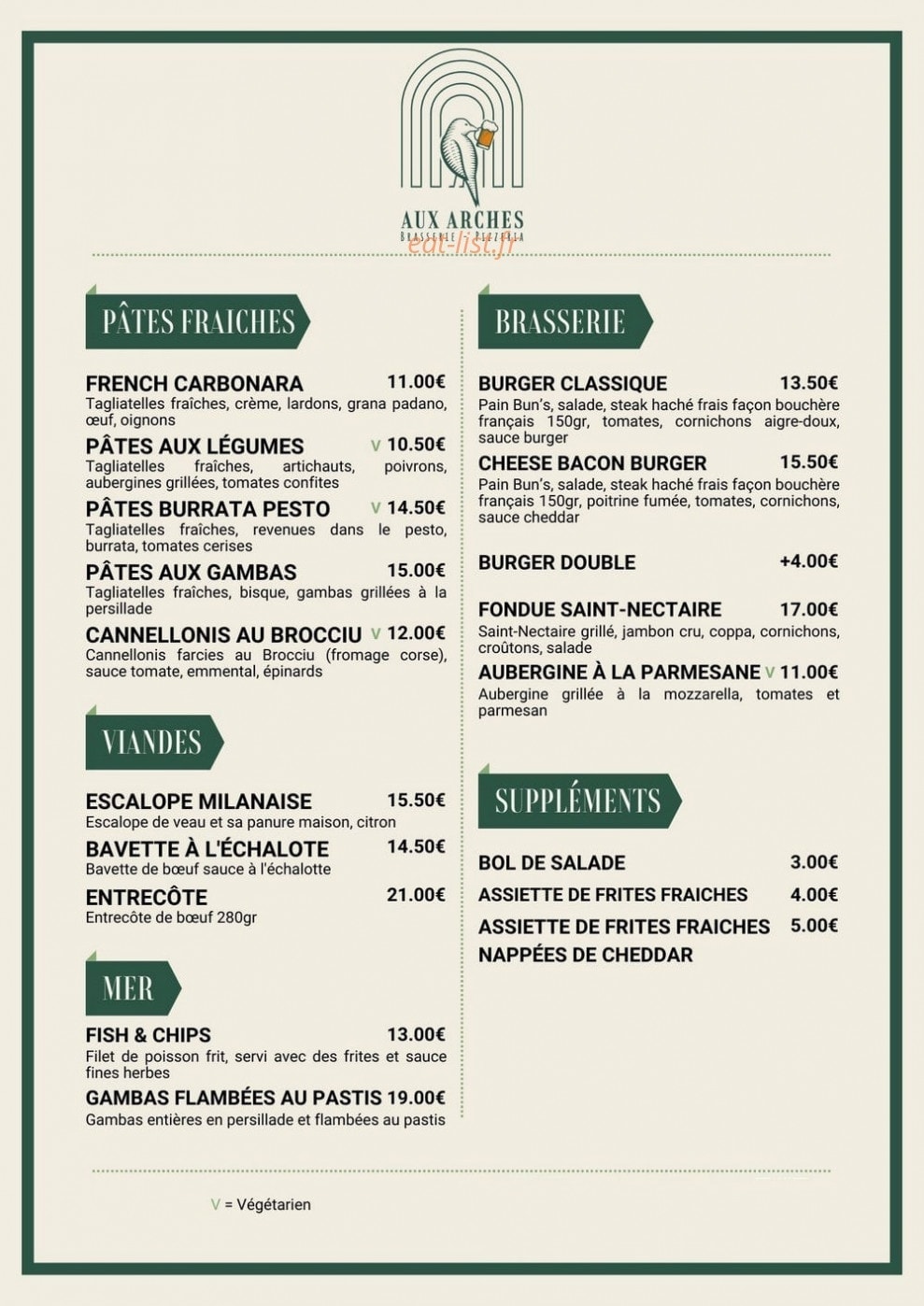 Aux Arches — carte page 2