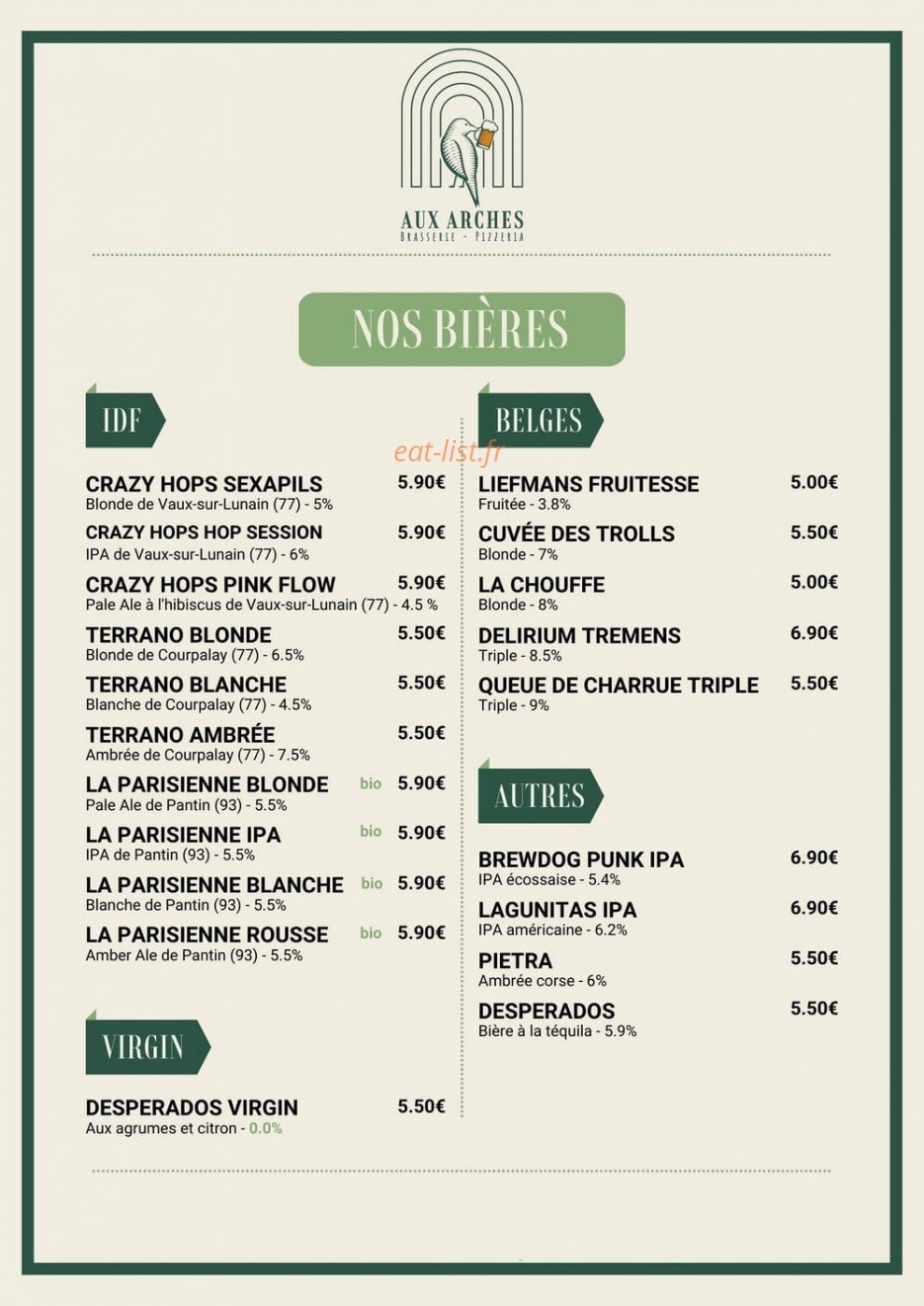Aux Arches — carte page 6