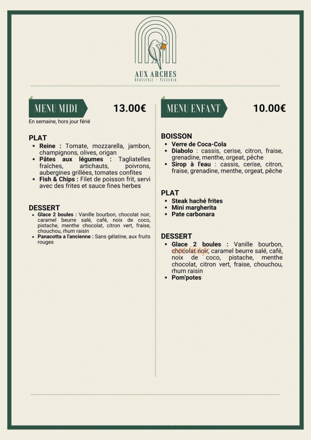 Aux Arches — carte page 4