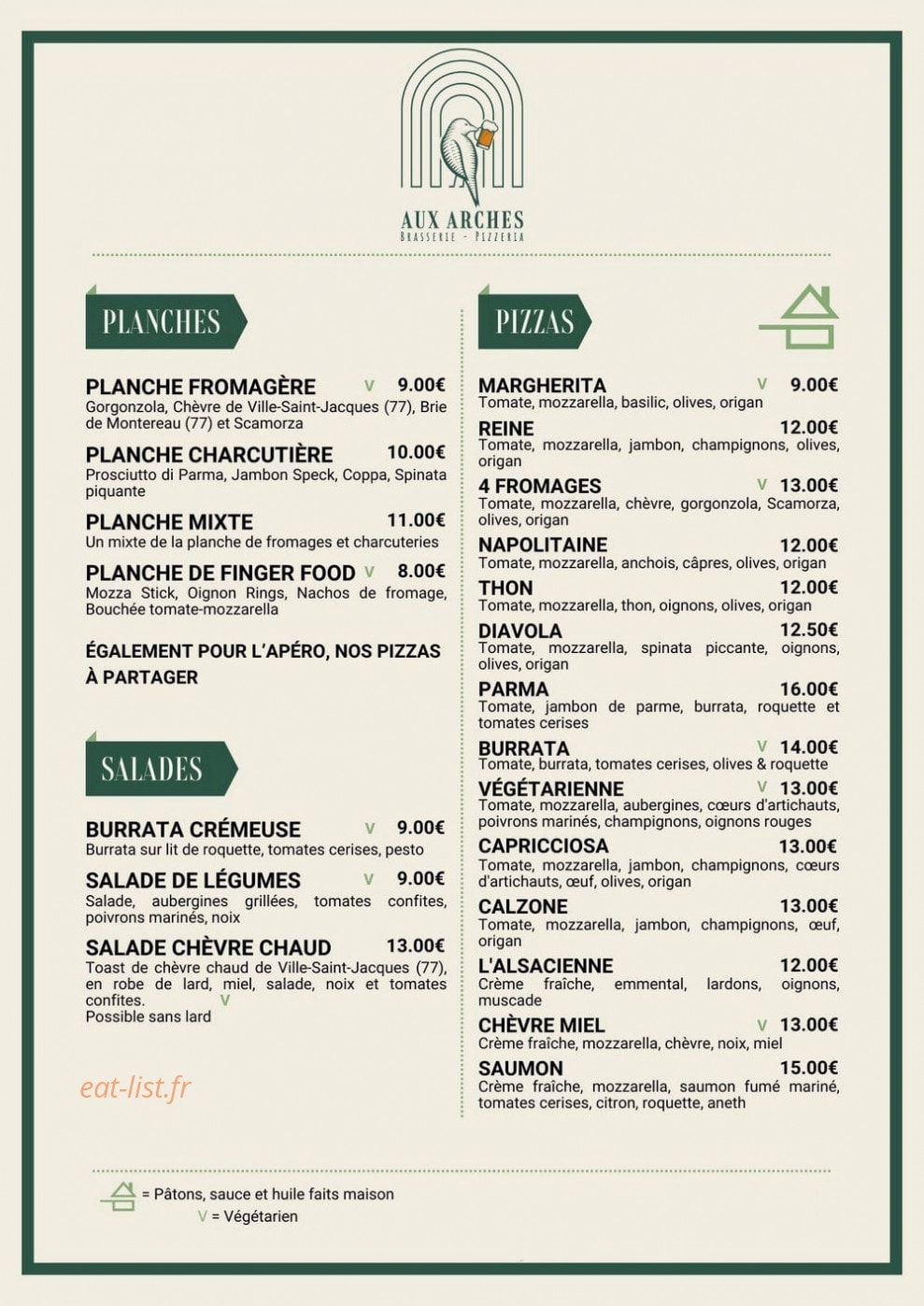 Aux Arches — carte page 1