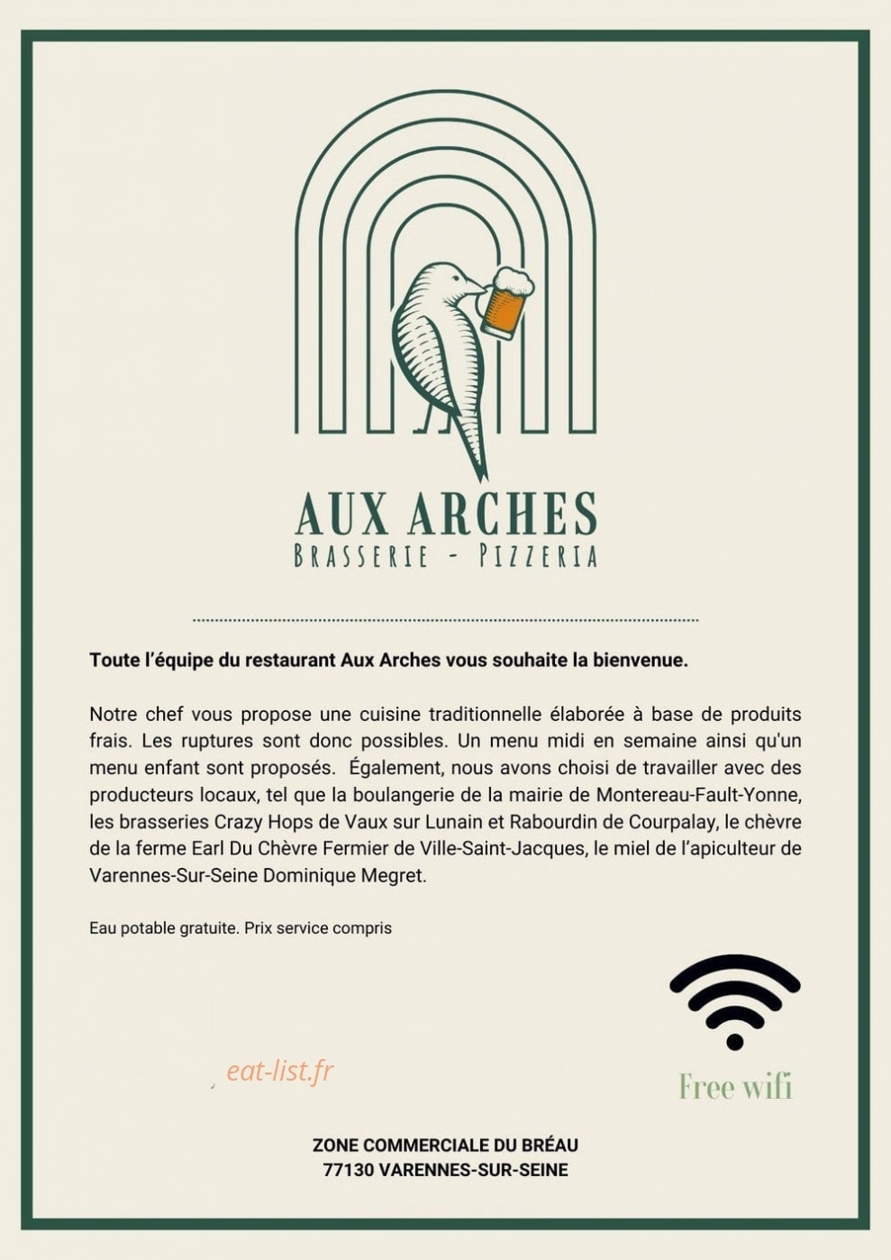 Aux Arches — carte page 10