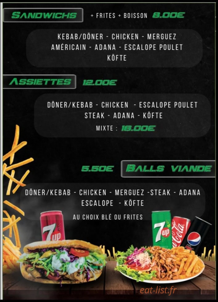 Le V2S Restaurant — carte page 1