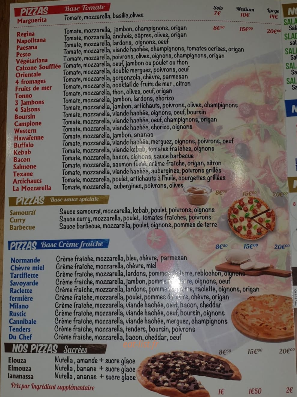 Pesto Pizza — carte page 2