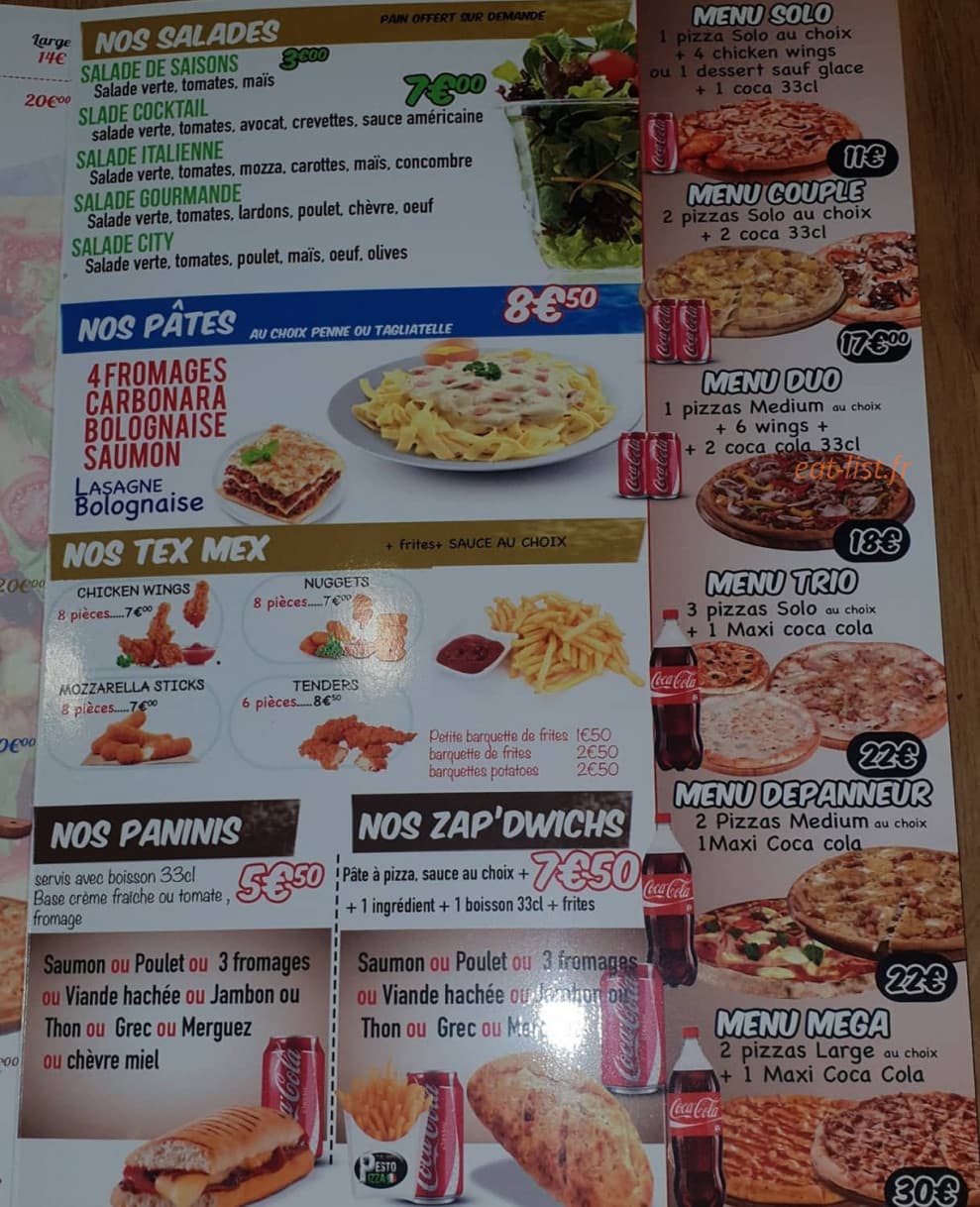 Pesto Pizza — carte page 3
