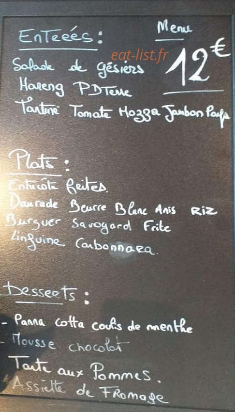 Le Comptoir — carte page 1