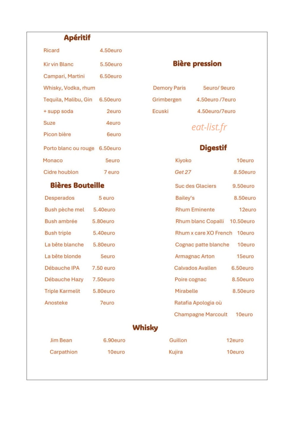 Au Temps Jadis — carte page 6