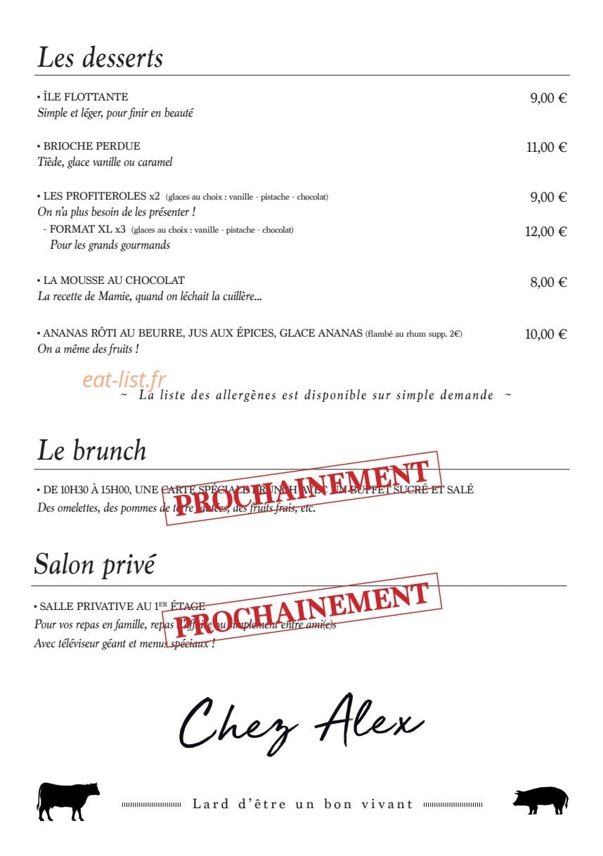 Chez Alex — carte page 4