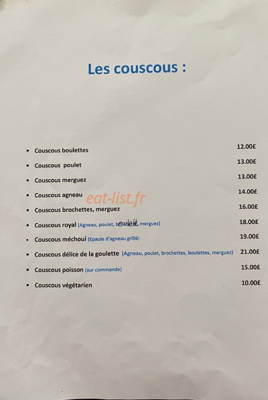 Delice de la Goulette — carte page 2