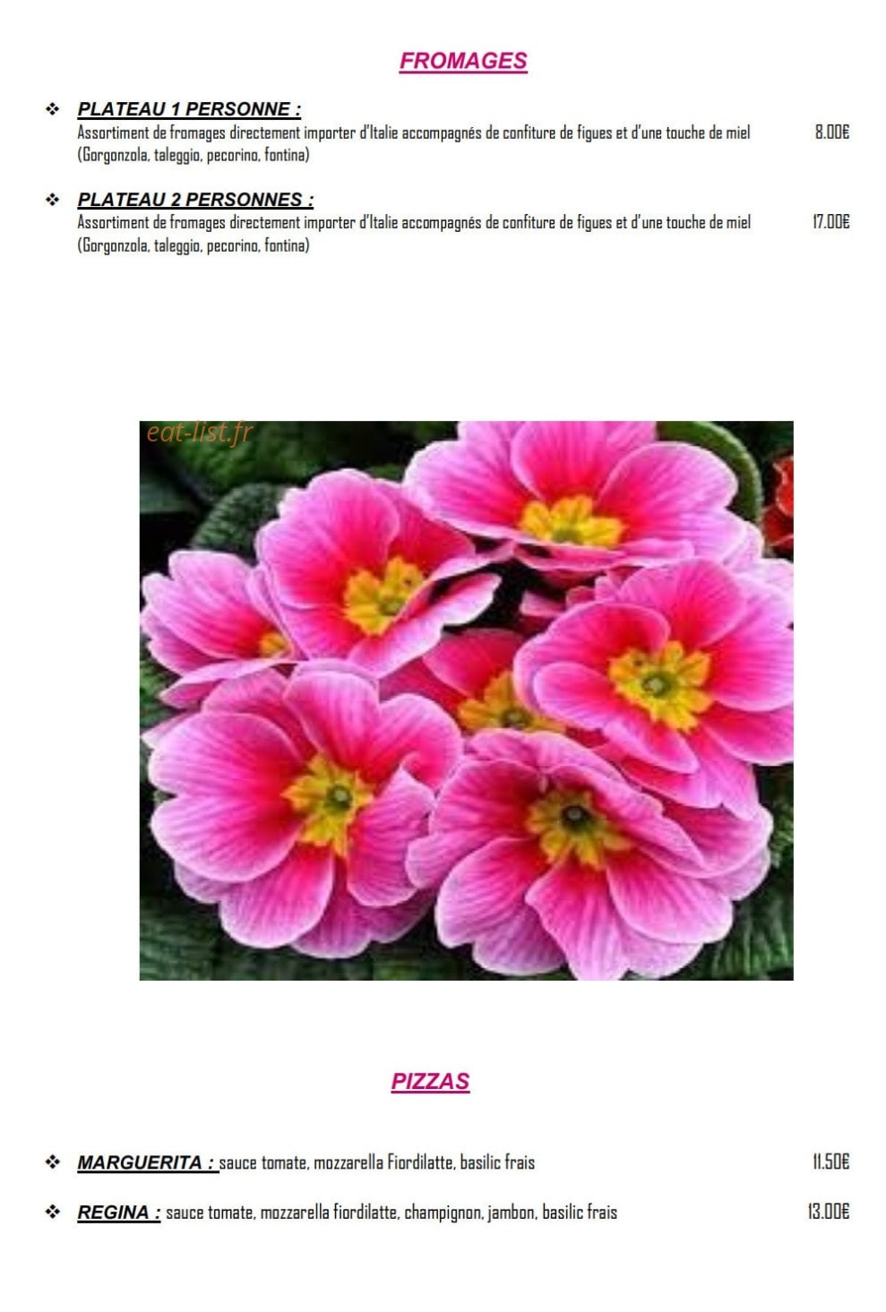 La Primula — carte page 3