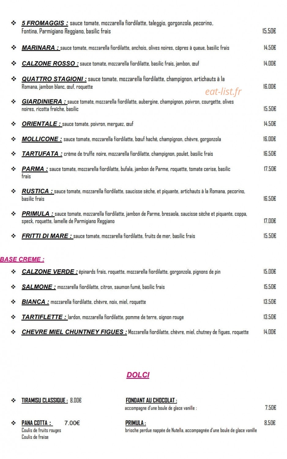La Primula — carte page 4