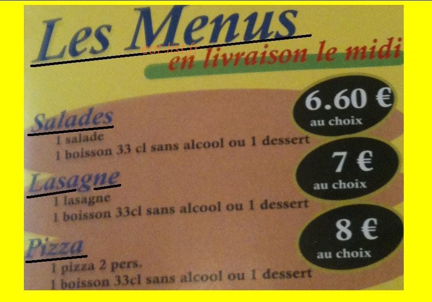 Pazza pizza — carte page 1