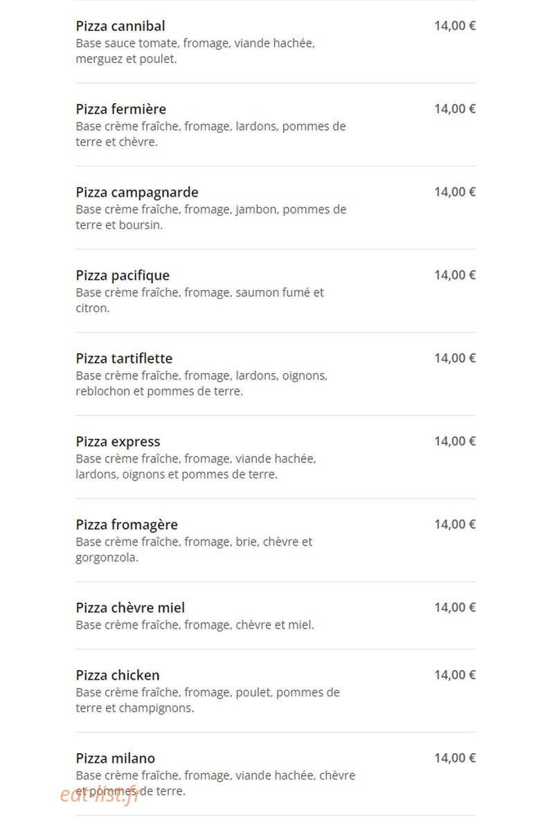 Pizza Express — carte page 3