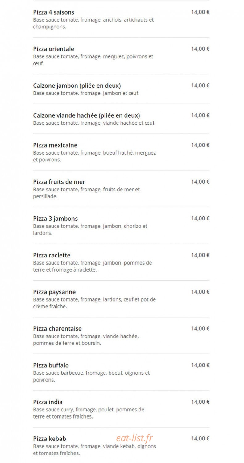 Pizza Express — carte page 2