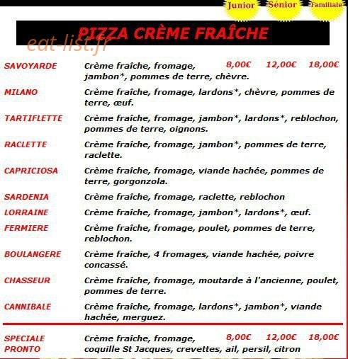 Pizza Pronto — carte page 2