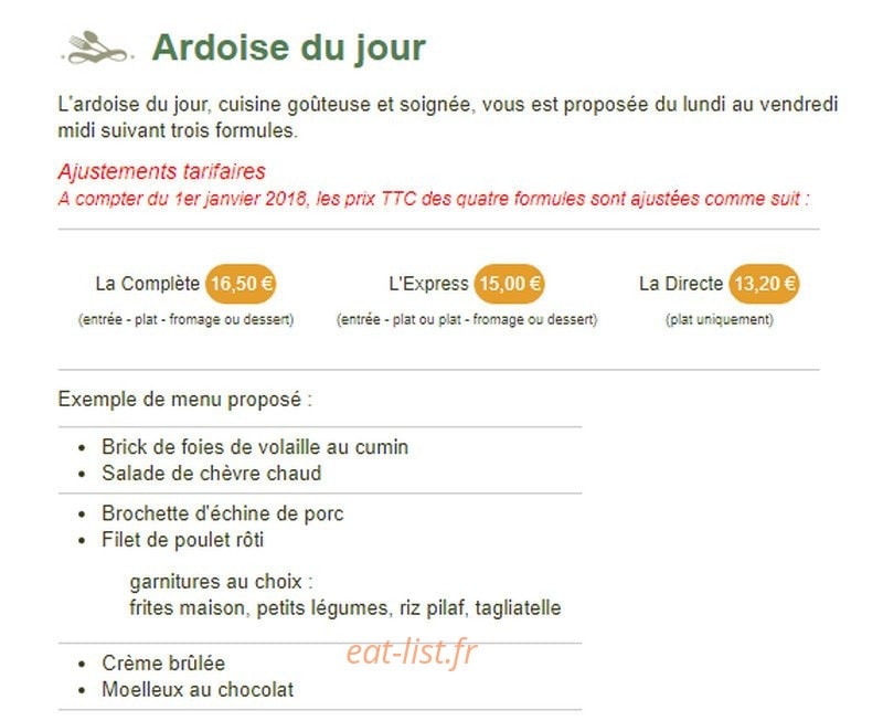 L'Auberge Des Sources — carte page 1