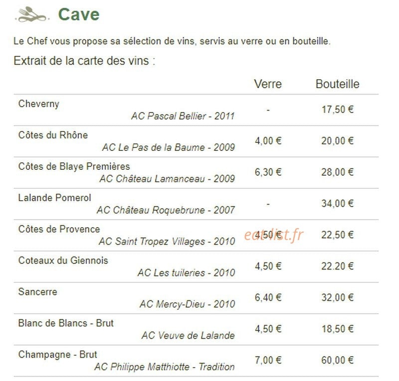 L'Auberge Des Sources — carte page 4