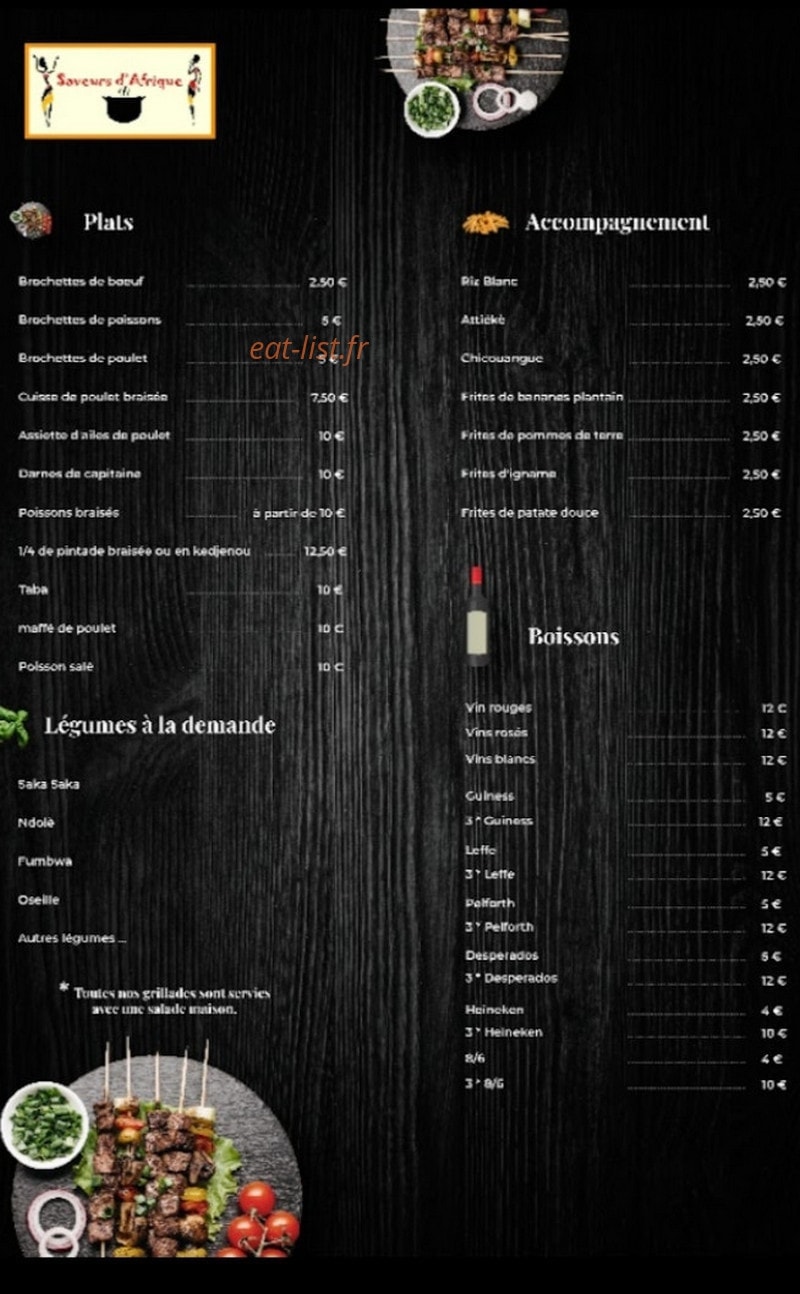 Saveurs d'Afrique — carte page 1